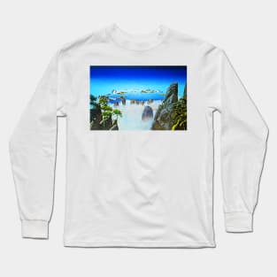 Close to the Edge Fantasy Print Mountain Lake Surreal Art Long Sleeve T-Shirt